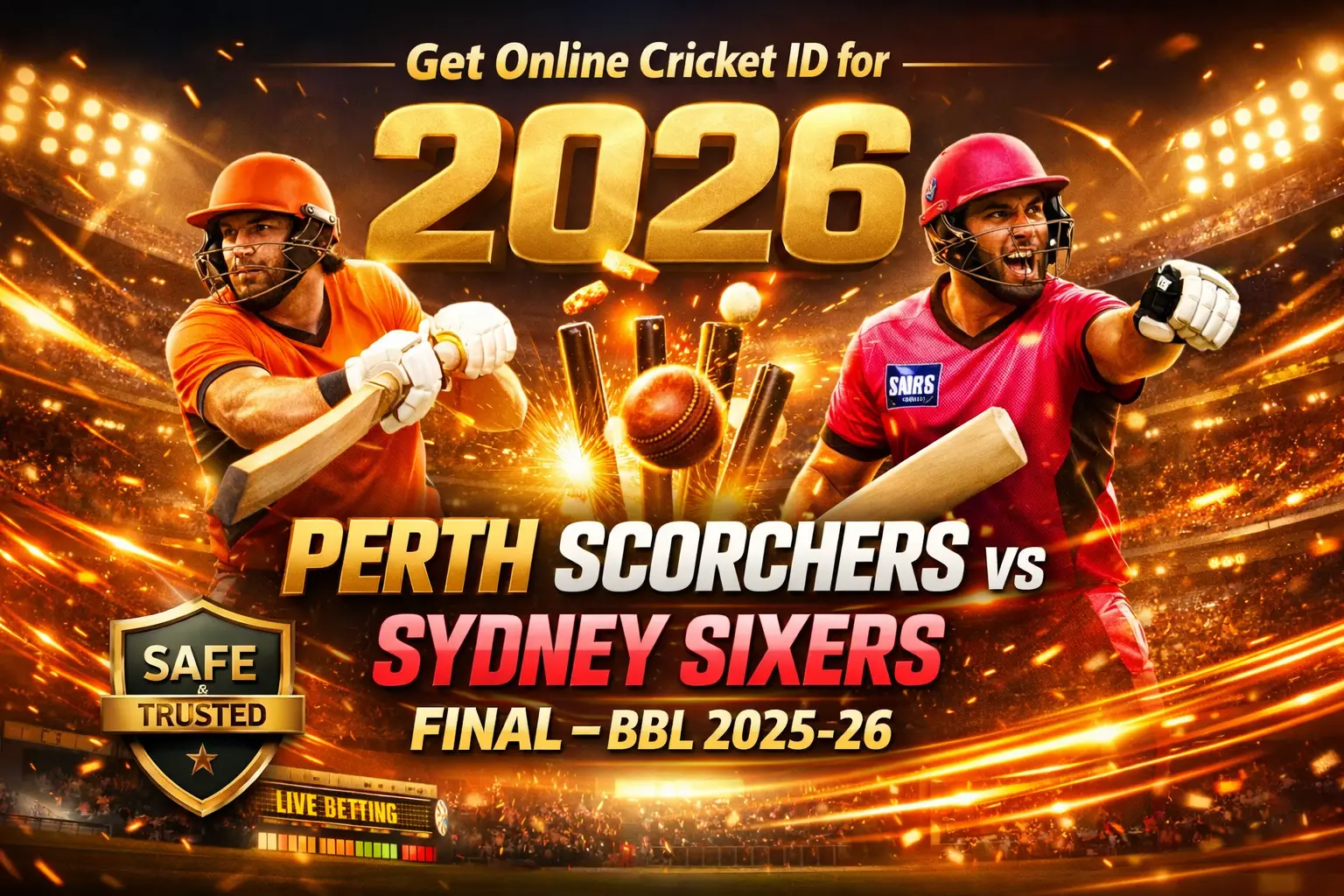Read more about the article Get Online Cricket ID for Perth Scorchers vs Sydney Sixers Final – BBL 2025-26